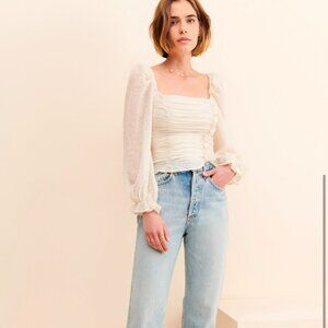 ASTR The Label Tonina Ruched Blouse, XS cream